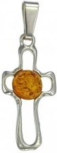 Zdjęcie NorbiSrebro Srebrny Krzyżyk z Bursztynem Próba 925 IDJUBURSZTYN010820 - Dobra