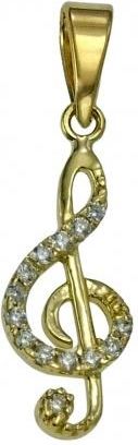 NorbiSrebro Złoty Klucz Wiolinowy z Cyrkoniami Pr. 585 IDRKLUCZ280920