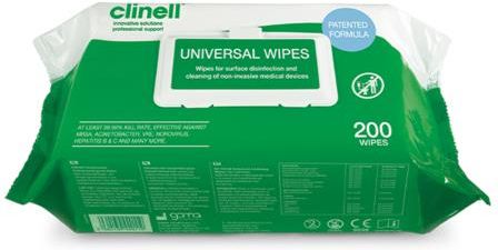 Gama Healthcare Clinell Universal Wipes Flow-Pack 200szt.
