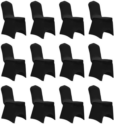 Elastyczne Pokrowce Na Krzesła Czarne 12szt