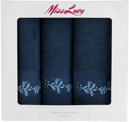 Miss Lucy Komplet Ręczników Bawełnianych Beautiful 3 Elementy 30X50Cm 50X90Cm 70X140 Granat