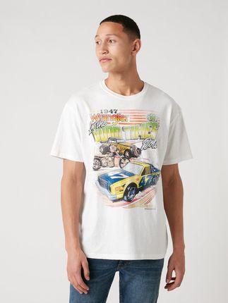 Wrangler Car Tee Off White - Ceny i opinie T-shirty i koszulki męskie VVJI