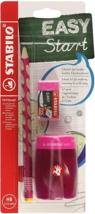 Schwan Stabilo Ołówek Do Nauki Pisania Dla Praworęcznych Hb Różowy Easygraph Schoolset + Temperówka I Gumka