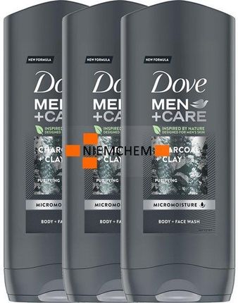 Dove Men Care Charcoal + Clay Żel pod Prysznic 3 x 400ml
