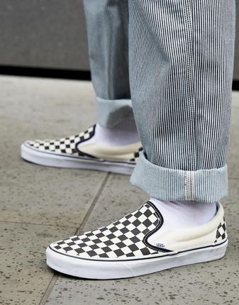 Vans Slip On – Czarne wsuwane buty z nadrukiem w szachownicę