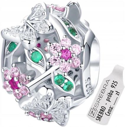 CHARMS KWIATY MOTYLE DO PANDORA SREBRO 925 KORALIK