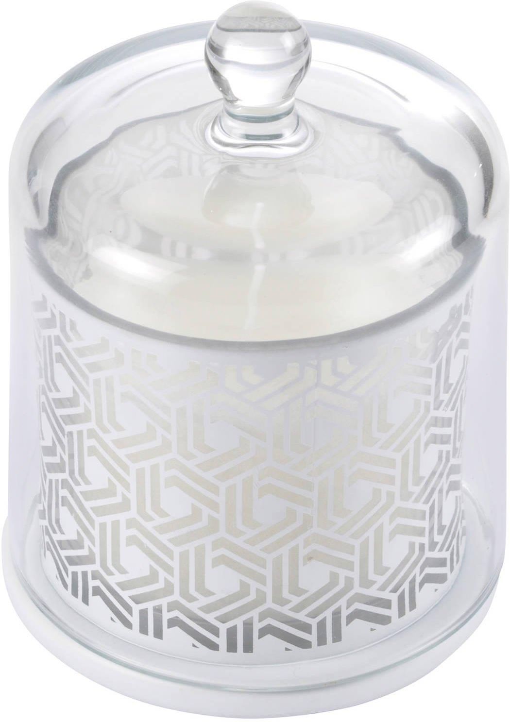 White Glass Dome Candle O10 7 H14 5Cm Graphic Ethnic Fragrance
