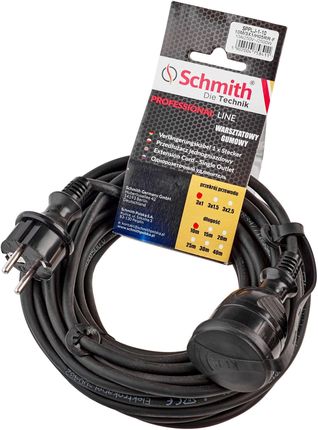Schmith Przedłużacz Gumowy Przew 3x1,5mm 10m Czarny (SPPLJ210)
