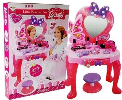Lean Toys Zestaw Piękności Toaletka Dla Dziewczynki Z Lusterkiem