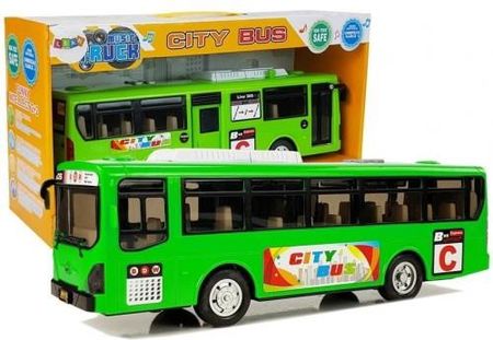 Lean Toys Muzyczny Autobus Z Napędem Frykcyjnym I Światłami Zielony