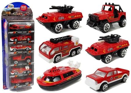 Lean Toys Zestaw Pojazdów Straży Pożarnej Resoraki 1:64 6 Sztuk