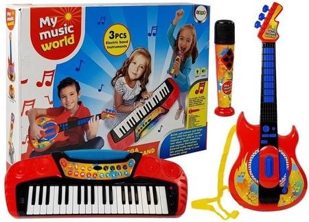Lean Toys Zestaw Muzyczny 3 W 1 Gitara Keyboard Mikrofon
