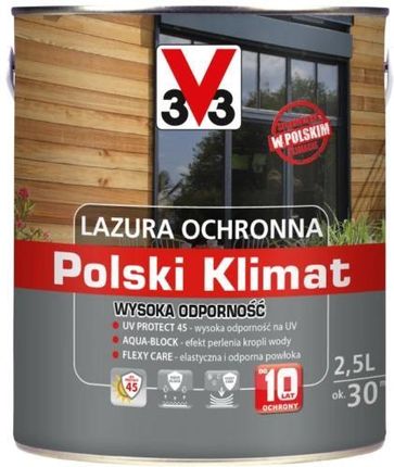 V33 Lazura Polski Klimat 10 Lat Biały Kremowy 2,5L