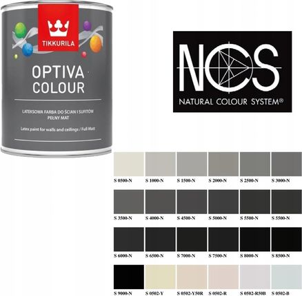 Tikkurila Optiva Colour 0,9L Szarości Ncs 0500 N