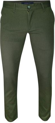 Spodnie Casualowe Zielone Męskie, Zwężane, Bawełniane, Chinosy, Wzór Geometryczny Ravanelli SPRGNRENK2ziel