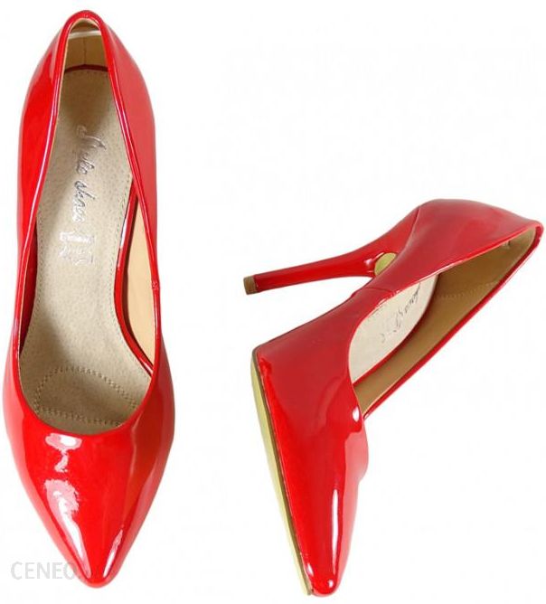 Czerwone szpilki damskie lakierowane buty
