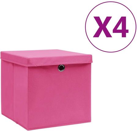 Vidaxl Pudełka Z Pokrywami 4Szt. 28X28X28Cm Różowe