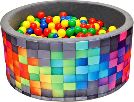 Welox Suchy basen dla dzieci 90x40 z kulkami piłeczkami 7cm Kolorowe kwadraty