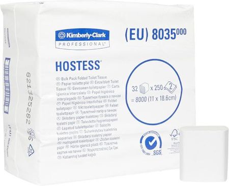Hostess Kimberly-Clark - Miękki Papier Toaletowy W Składce Makulatura 2-Warstwy - 8000 Odcinków