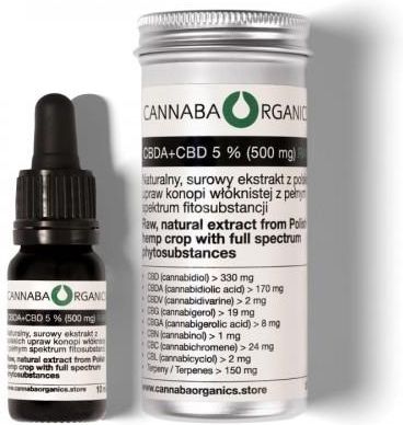 Cannaba Organics Surowy olej pełne spektrum 5% CBD (500 mg/10 ml)