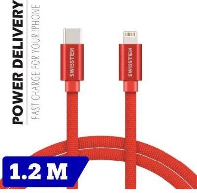 Swissten Kabel USB Typ-C - Lightning 1,2m Czerwony (71525206)