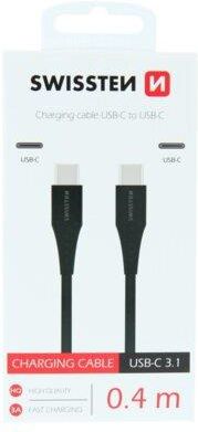 Swissten Kabel USB Typ-C - USB Typ-C 0,4m Czarny (71506514)