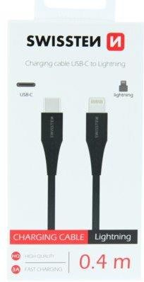 Swissten Kabel USB Typ-C - Lightning 0,4m Czarny (71506512)