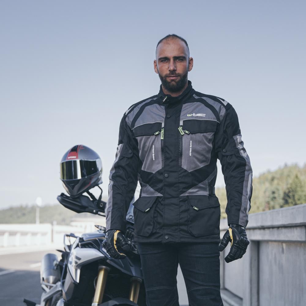 W-TEC Męska kurtka motocyklowa Burdys Evo Czarno-szary 3XL