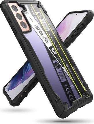 Ringke Fusion X Design pancerny pokrowiec z ramką Samsung Galaxy S21+ 5G (S21 Plus 5G) czarny (Ticket band) (XDSG0052)