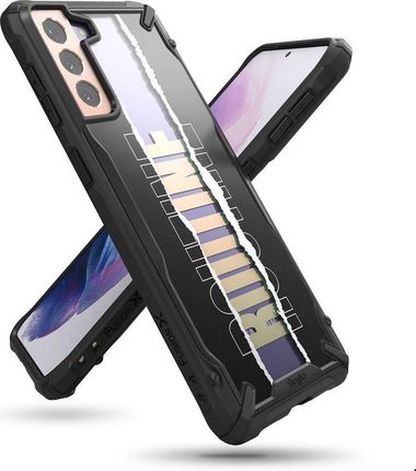Ringke Fusion X Design pancerny pokrowiec z ramką Samsung Galaxy S21+ 5G (S21 Plus 5G) czarny (Routine) (XDSG0054)