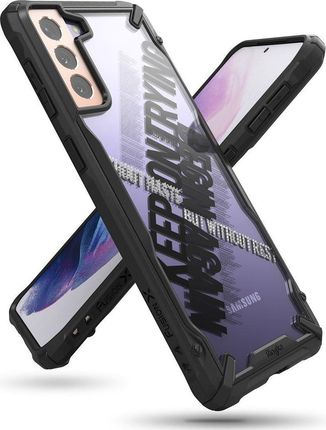 Ringke Fusion X Design pancerny pokrowiec z ramką Samsung Galaxy S21+ 5G (S21 Plus 5G) czarny (Cross) (XDSG0053)