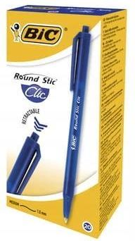 Bic Round Stic Clic Długopis Niebieski Pudełko 20S