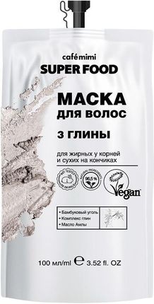 CAFE MIMI Maska do Włosów 3 Gliny Głębokie Oczyszczenie 100 ml