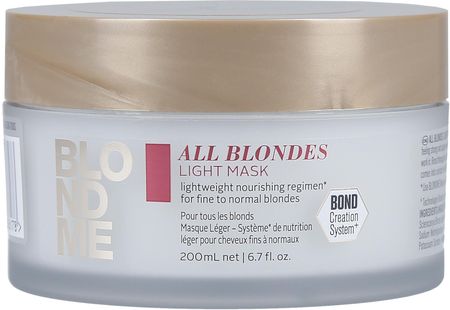 Schwarzkopf BlondMe Bond All Blondes Light Mask Delikatna Maska Regenerująca Wiązania i Odżywiająca, 200ml