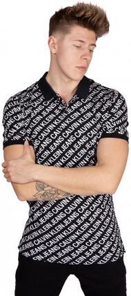 Calvin Klein Jeans Męskie Polo Diagonal Logo Czarny M - Ceny i opinie T-shirty i koszulki męskie IPAR