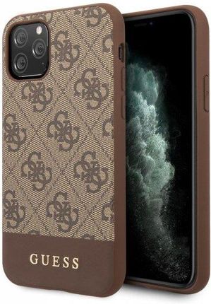 Guess 4G Bottom Stripe Collection etui iPhone 11 Pro Brązowy