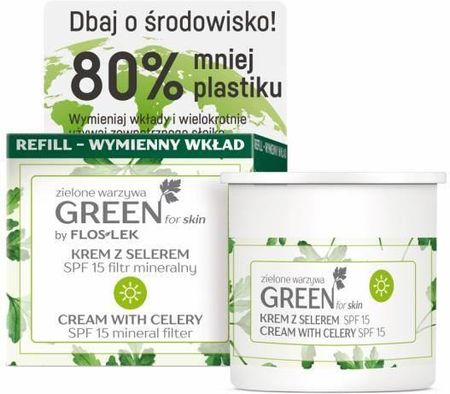 Krem Floslek Green For Skin Zielone Warzywa Z Selerem Spf15 Filtr Mineralny Refill na dzień 50ml