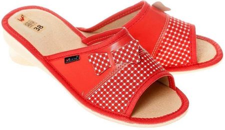 Pantofle wsuwane damskie z kokardką pw059 czerwony