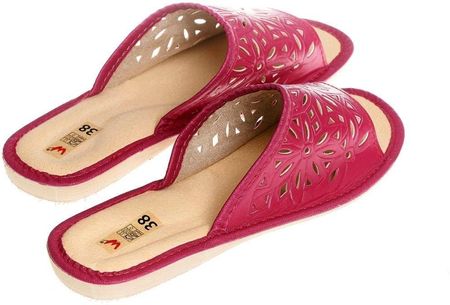 Przewiewne damskie pantofle z ażurowym wzorem pw077 różowy