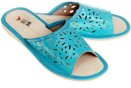 Przewiewne damskie pantofle z ażurowym wzorem pw077 niebieski