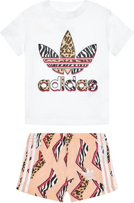 ADIDAS GRAPHIC PRINT 童裝小童套裝短袖+短褲休閒動物印花白粉【運動世界】GN2228 | 童裝| Yahoo奇摩購物中心