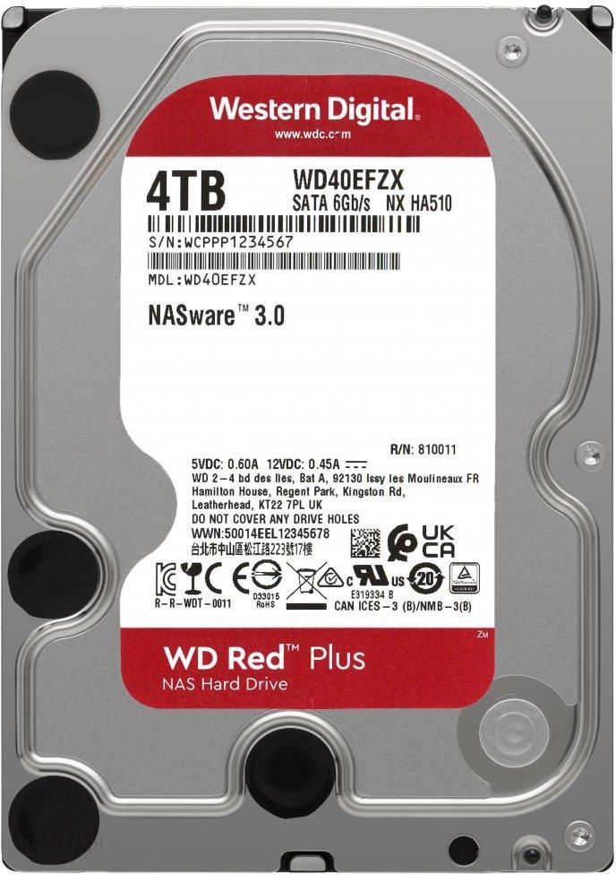 Wd Western Digital Red Plus 4Tb Sata 6Gb/S 3.5Inch Rpm5400 128Mb Cache Internal Hdd (WD40EFZX)