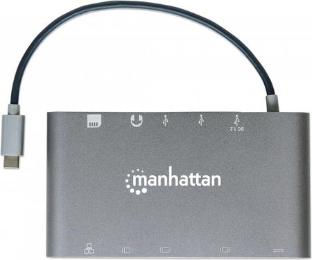 Manhattan Usb-C 3.1 Multiport Adapter -> Hdmi/Minidp/Vga/3X Usb-A/Usb-C Pd/Rj45 (152808)