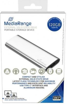 MediaRange 120 GB, external SSD (silver, USB-C 3.2 (10 Gbit / s), external) (MR1100)