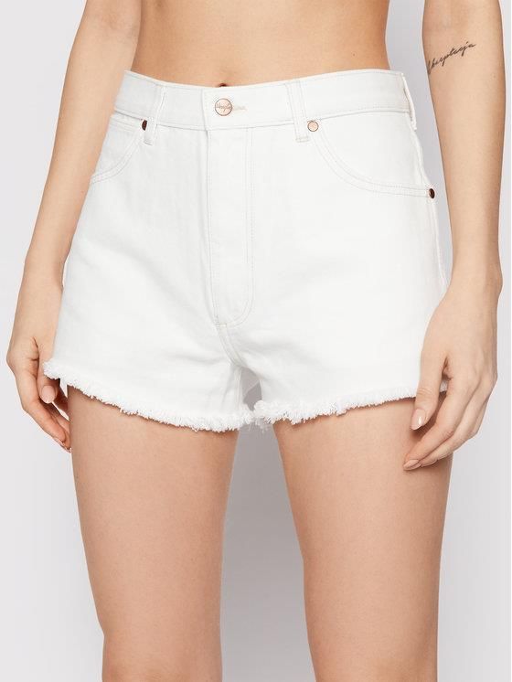 Wrangler Szorty jeansowe Festival W26FHQ29X Biały Regular