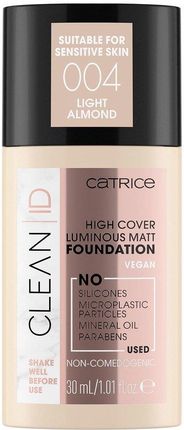 Catrice Clean Id High Cover Luminous Matt Foundation Podkład 004 Light Almond 30 ml