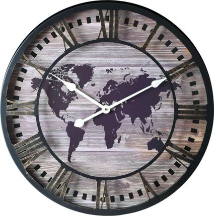 Zegar Ścienny Toril Metalowy Mapa Świata 60Cm