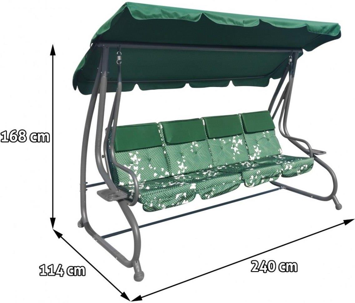Ogromna Huśtawka Ogrodowa Siedzisko Plecionka 2X1 Zielona Motyle