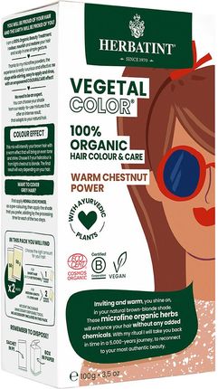 Farba do Włosów Herbatint Vegetal Color 100% ORGANIC Warm Chestnut Power - Ciepły Brąz