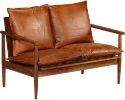 Vidaxl Lumarko 2 Osobowa Sofa Z Prawdziwej Skóry I Drewna Akacjowego Brązowa 75736